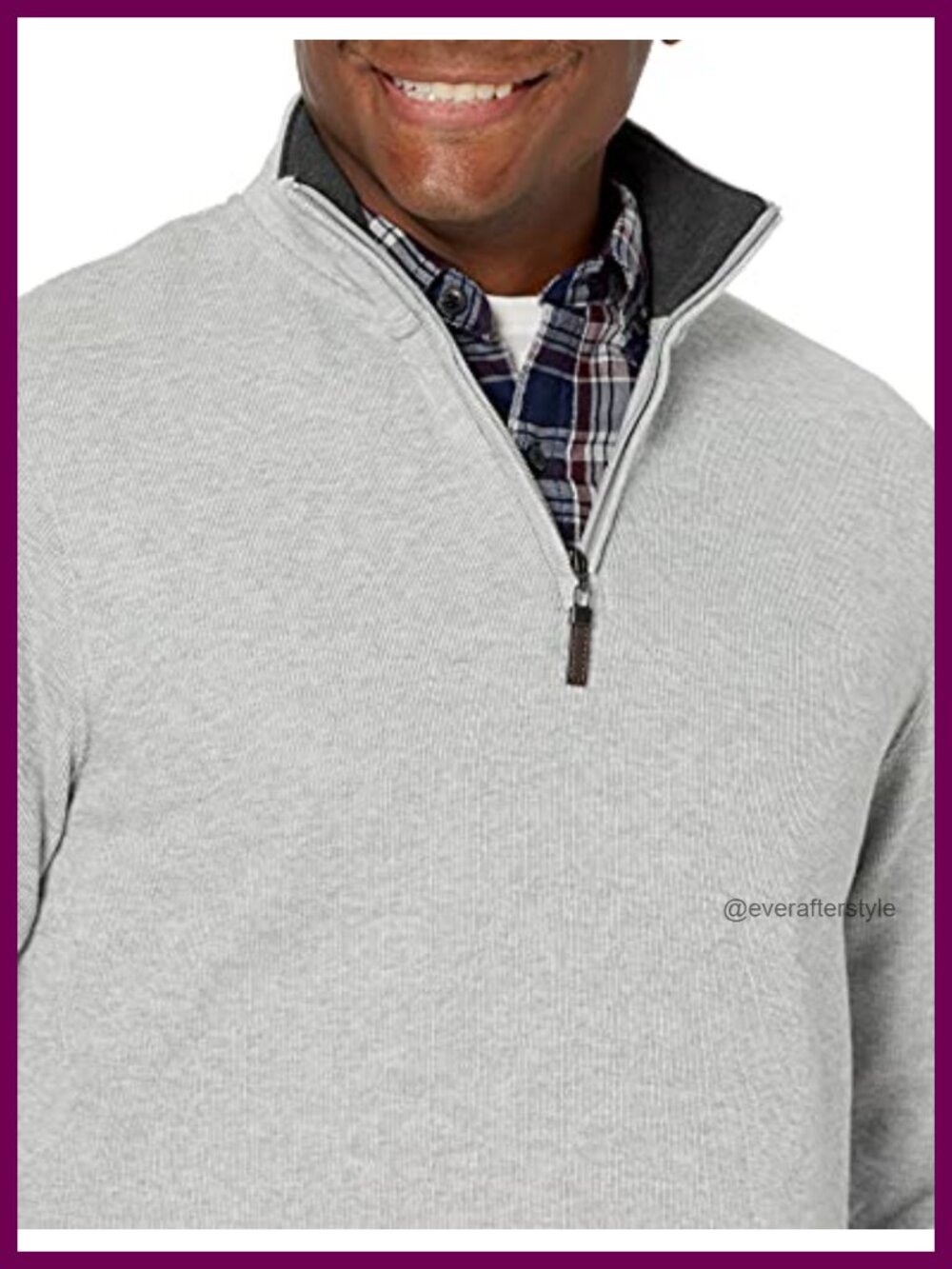 Men's Quarter-Zip French Rib Mock Neck Pullover Sweater Casual - Picture 2 of 6